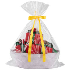 CHERISHGARD Gift Basket Empty with Gift Bags and Ribbons,Small Woven Basket for Nursery,Baby Shower,11.8*7.87*4.72