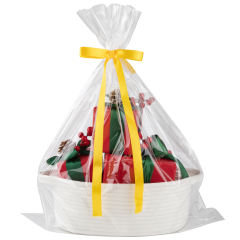 CHERISHGARD Gift Basket Empty with Gift Bags and Ribbons,Small Woven Basket for Nursery,Baby Shower,11.8*7.87*4.72