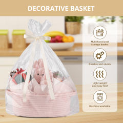 CHERISHGARD Gift Basket Empty with Gift Bags and Ribbons,Small Woven Basket for Nursery,Baby Shower,11.8*7.87*4.72