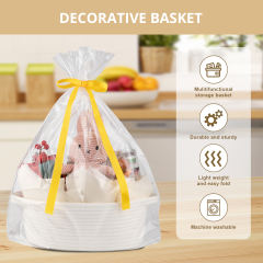 CHERISHGARD Gift Basket Empty with Gift Bags and Ribbons,Small Woven Basket for Nursery,Baby Shower,11.8*7.87*4.72