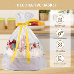CHERISHGARD Gift Basket Empty with Gift Bags and Ribbons,Small Woven Basket for Nursery,Baby Shower,11.8*7.87*4.72