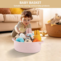CHERISHGARD Gift Basket Empty with Gift Bags and Ribbons,Small Woven Basket for Nursery,Baby Shower,11.8*7.87*4.72