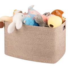 CHERISHGARD 90L Large Laundry Basket, Rectangle Cotton Rope Storage Baskets, Cotton Rope Basket with Handles