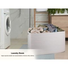CHERISHGARD 90L Large Laundry Basket, Rectangle Cotton Rope Storage Baskets, Cotton Rope Basket with Handles