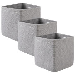 CHERISHGARD 3 Pieces Cube Storage Baskets,Square Woven Rope Basket for toys,towels and clothes,Square Storage Baskets for Organizing