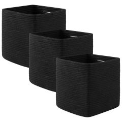 CHERISHGARD 3 Pieces Cube Storage Baskets,Square Woven Rope Basket for toys,towels and clothes,Square Storage Baskets for Organizing