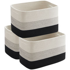 HLAOLA Woven Storage Baskets 3 Packs, 22L Cotton Rope Baskets for Storage, Toys, Towels,Perfect for Living Room & Nursery