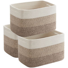 HLAOLA Woven Storage Baskets 3 Packs, 22L Cotton Rope Baskets for Storage, Toys, Towels,Perfect for Living Room & Nursery