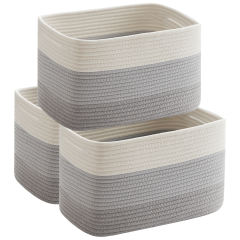 HLAOLA Woven Storage Baskets 3 Packs, 22L Cotton Rope Baskets for Storage, Toys, Towels,Perfect for Living Room & Nursery