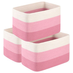 HLAOLA Woven Storage Baskets 3 Packs, 22L Cotton Rope Baskets for Storage, Toys, Towels,Perfect for Living Room & Nursery