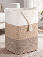 HLAOLA Large Cotton Rope Baskets for Storage,Tall Woven Basket for Living Room,Nursery, Bathroom Hamper with Handles,76L