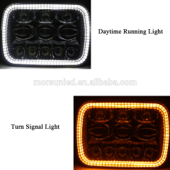 Square 5x7 led headlight for cherokee xj hi/lo beam Reflector led headlamp with angel eye for jeep accessories