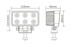 18W LED work light dual row spot/flood