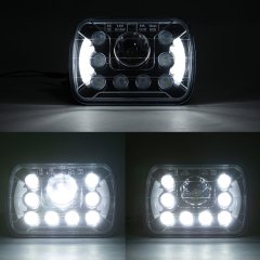 Car accessories 5x7 square led headlight for jeep yj rectangular headlamp for Cherokee xj