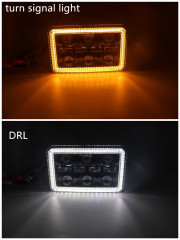 2019 4x6 inch car led headlight rectangular headlamp with halo for truck Offroad/Feightliner/Chevy