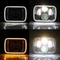 High quality 5x7 inch truck led headlight for jeep cherokee xj/GMC headlamp with rectangular halo ring