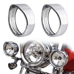 Fog light Trim ring black/chrome bracket holder for Harley-Davison