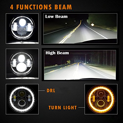 7 inch Jeep Wrangler JK Headlights 4 Beam Modes