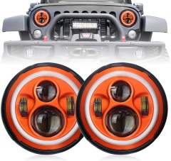 DOT 7 inch Orange Halo Headlights Led Orange Halo Lights for Jeep Wrangler JK 1997-2007