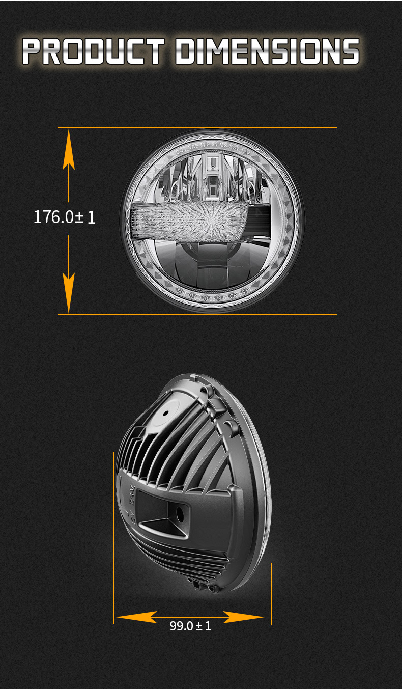 Jeep JK Led Headlights Dimensions