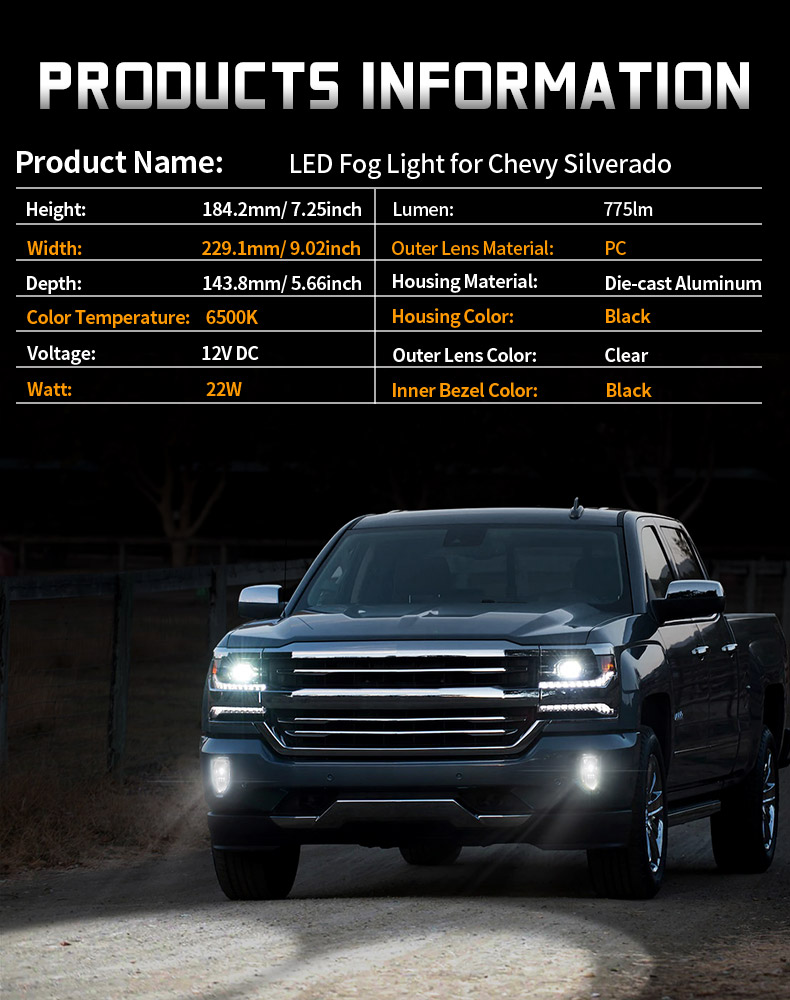 Specification of Chevy Silverado 1500 Led Fog Lights
