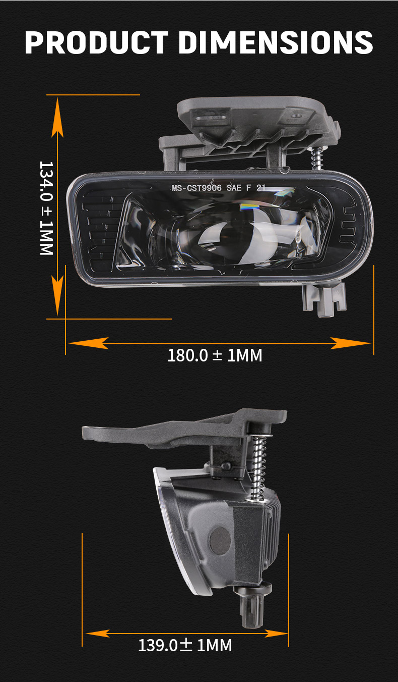 GMC Yukon Fog Light Assembly Replacement Dimension