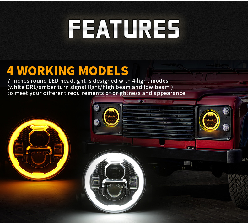 Jeep Wrangler JK Led Headlights 4 Beam Modes