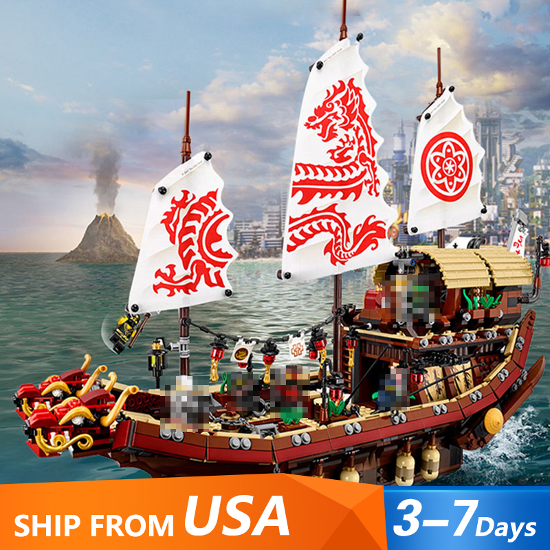 Customzied 82203 Ninja Destiny's Bounty Flying Ship Vessel Building Blocks 2295pcs Bricks 70618 From USA 3-7 Days Delivery