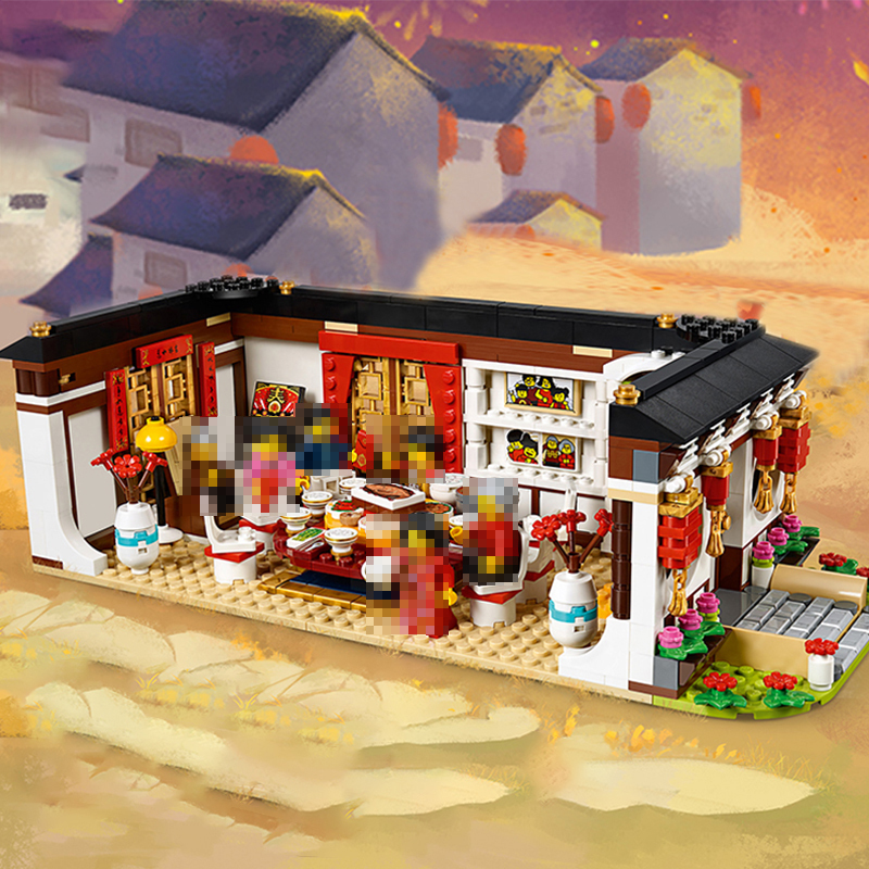 King 80018 Chinese New Year's Eve Dinner Creator Seasonal Chinese Traditional Festival Building Blocks 689±PCS Bricks Toys 80101 From China Delivery.