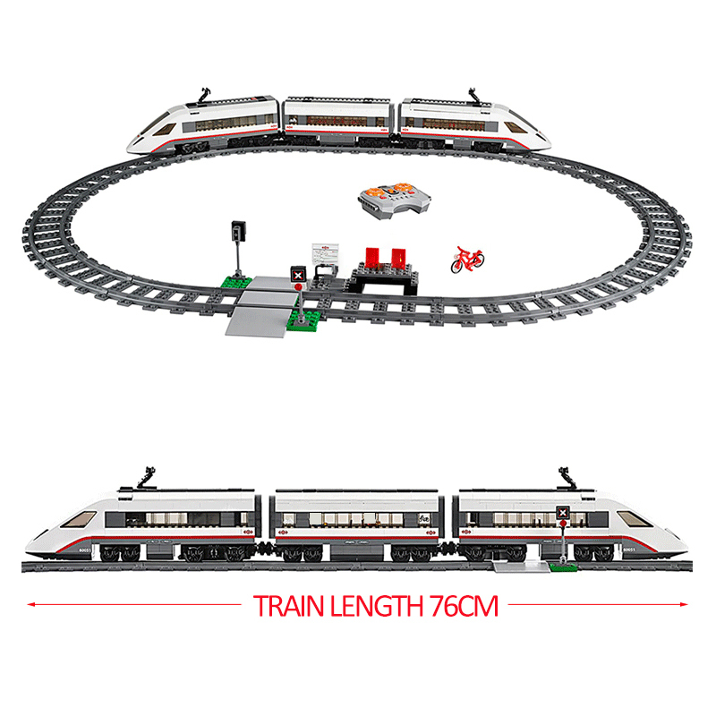 Custom 40015 City Series High-Speed Passenger Train Building Blocsk 610±pcs Bricks 60051 From China