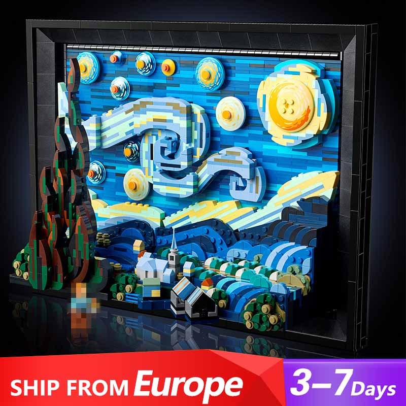 DK 21033 The Starry Night Vincent van Gogh Drawing Painting 21333 Building Block Bricks Toy 2362±pcs from China