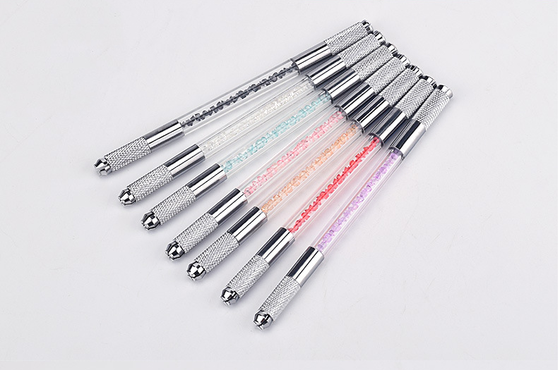 Disposable Microblading Tattoo Pen with Rhinestone for Eyebrow Microblading Blades