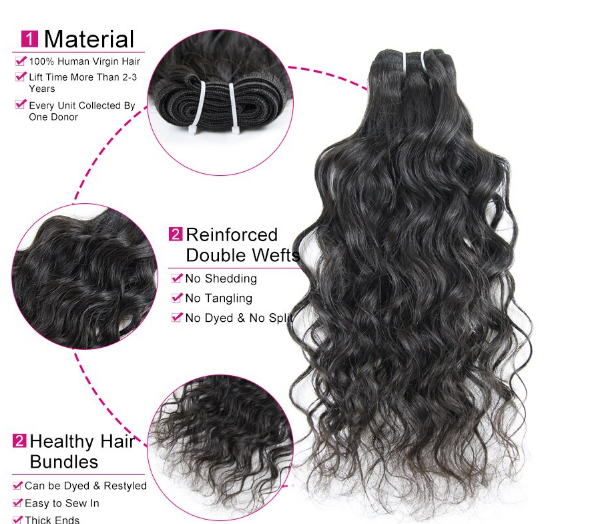 Water Wave  Bundles 3PCS Bundles Deals Double Wefts Machine Made Wavy Nature Hair Extension Berrys Peruvian HAIR Human Raw Hair