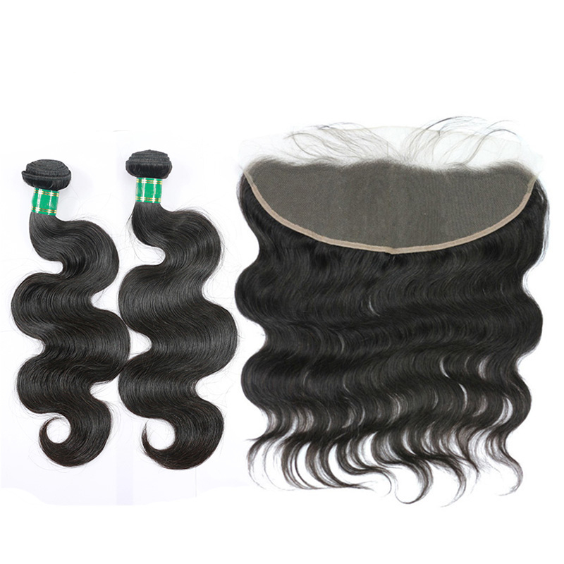 Berrys Fashion Hair Body Wave 2 Bundles + 1 Frontal,100% Virgin Human Hair with Bleacked Knots,No Tangle No Shedding