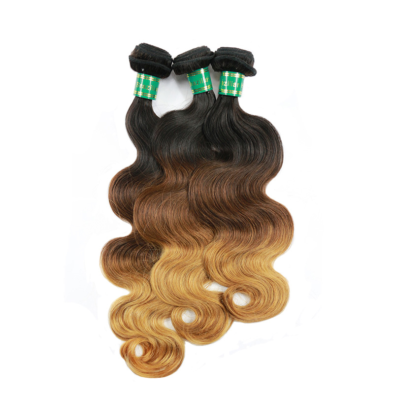 Brazilian Body Wave Ombre Hair Three Tone 1b &amp; #4 &amp; #27 Hair , 100g/pcs 3pcs/lot,Berrys Fashion Weave Beauty