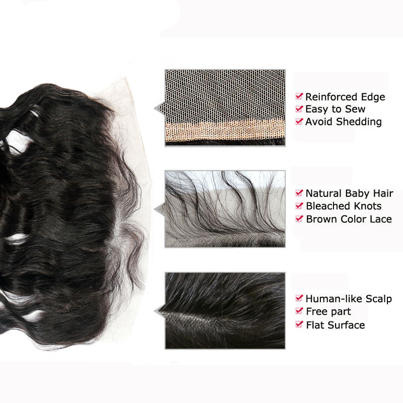 Berrys Fashion Hair Loose Wave 2 Bundles + 1 Frontal,100% Virgin Human Hair with Bleacked Knots,No Tangle No Shedding