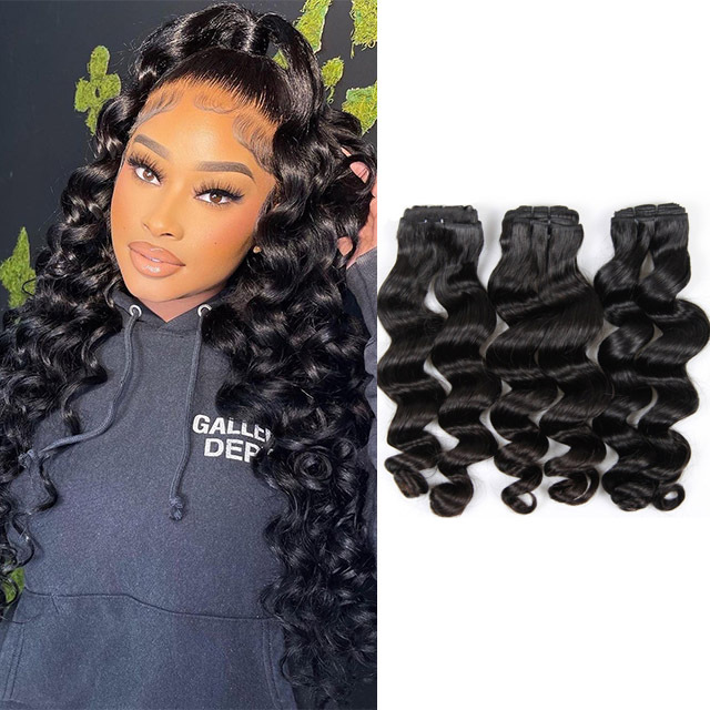 Brazilian Loose Wave Hair 3 Bundles Virgin Human Hair 1B Natural Black Color Raw Hair Extension