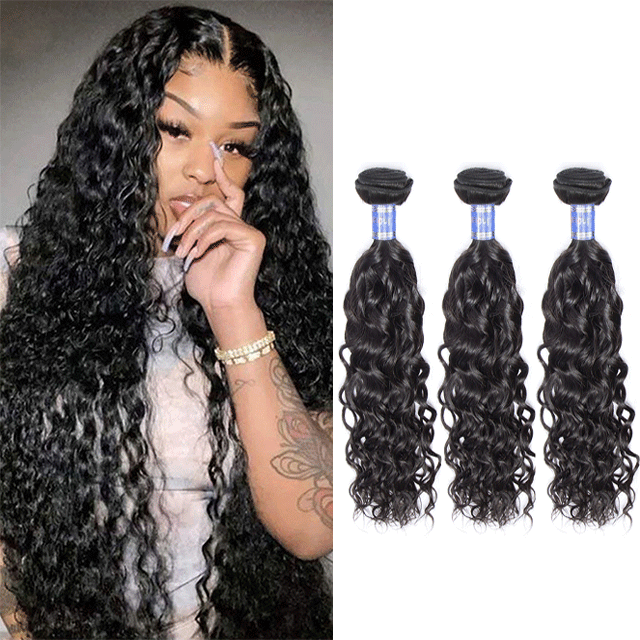 Indian Yellow Band Virgin Hair Bundles Water Wave Human Hair High Quality