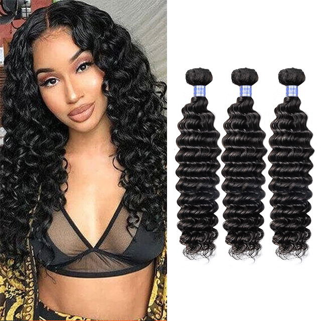 Indian Yellow Band Virgin Hair Bundles Deep Wave Human Hair High Quality