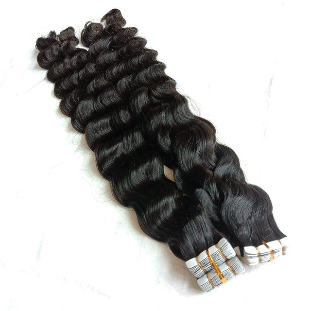 hair exetension tape hair 100% virgin hair exetenstions 20pcs(50g) Deep wave Hair