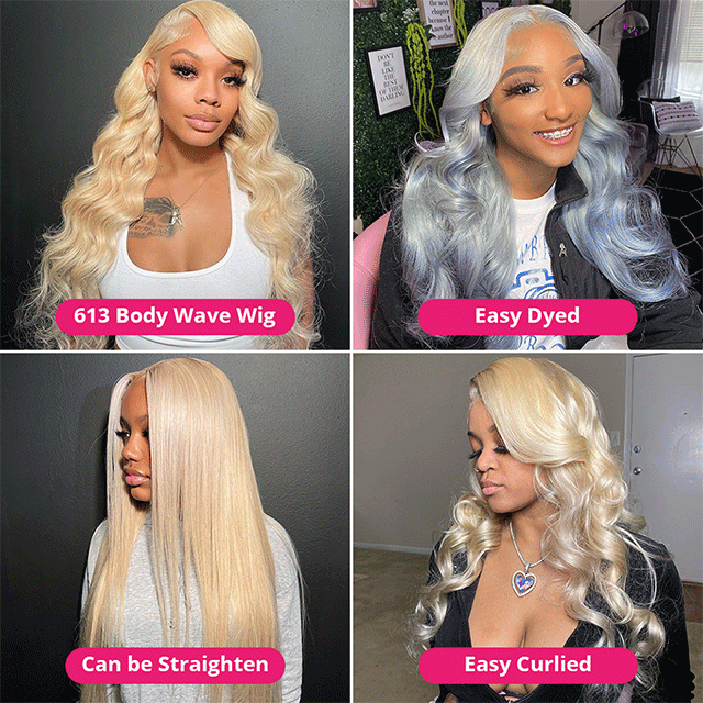 HD/Transparent 613 Blonde Body Wave 4x4 Closure Wig Lace Closure Wig Human Hair Wig Pre Plucked Brazilian Virgin Hair Wig