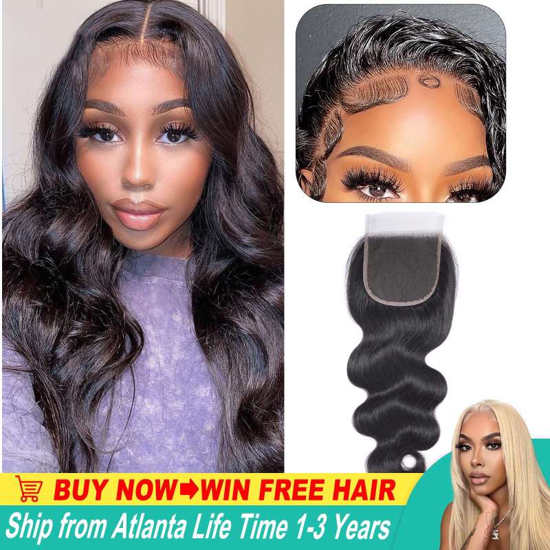 Body Wave Invisible HD Lace Frontal Closure 4x4 Pre plucked