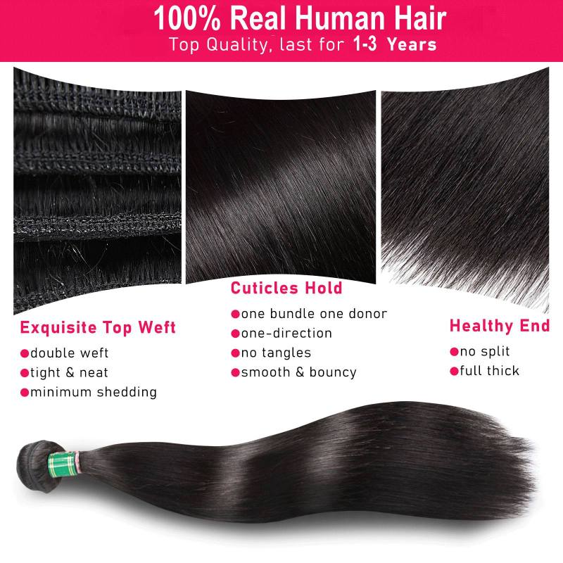 4pcs Straight Bundles Virgin Human Hair Natural Unprocessed 18 20 22 24 inch