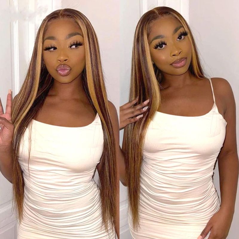 Highlight Ombre Straight Blonde Colored Lace Front Wig