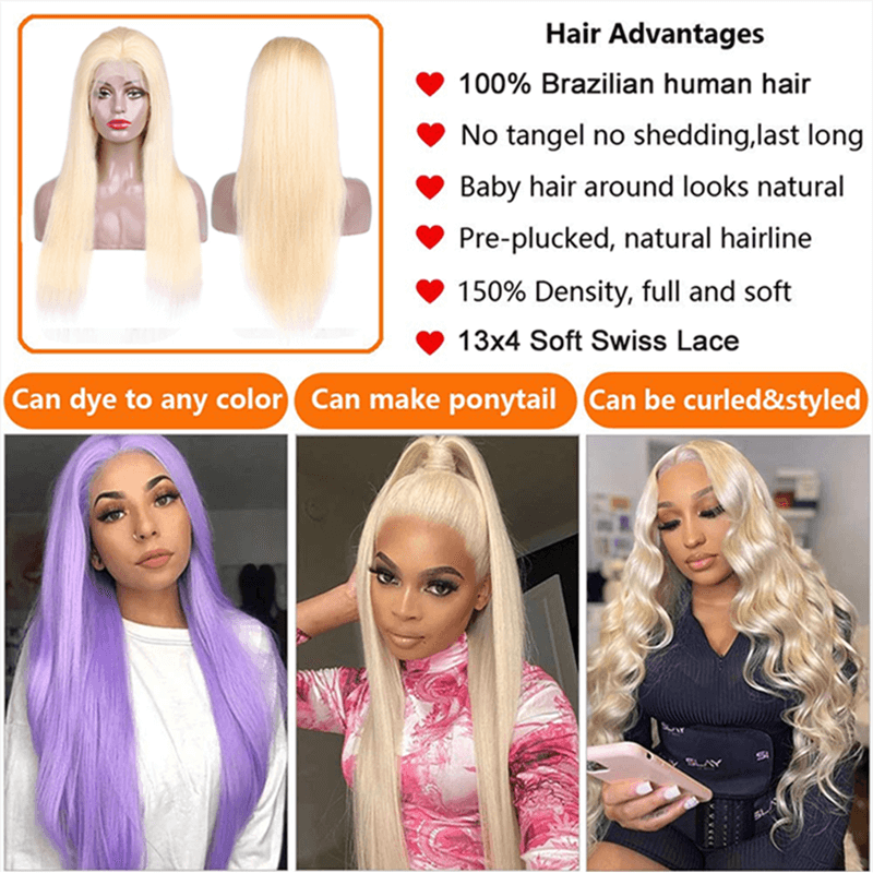 Straight 613 Blonde Wig 613 Lace Front Wig