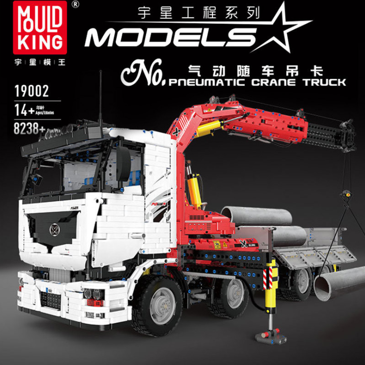 MouldKing 19002 Engineering Series Pneumatic Crane Truck Technology Machinery Department APP Remote Control Building Block Toy