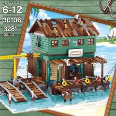 Urge 30106 Creator Series Fisherman's Cabin at Shipyard Pier Building Block 3281pcs Bricks Toy from China