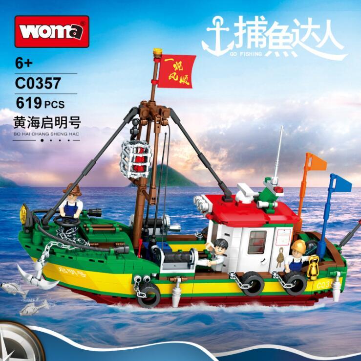 MOMAR C0357 Yellow Sea Fishing Building Blocks Set 619pcs Bricks Toys Gift Ship From China.