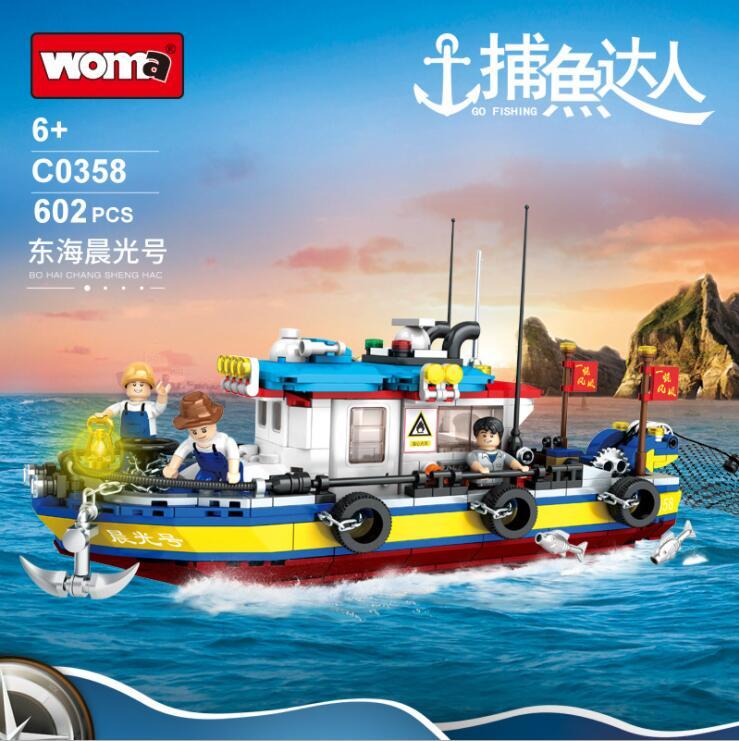MOMAR C0358 Donghai Morning Light Fishing Building Blocks Set 602pcs Bricks Toys Gift Ship From China.
