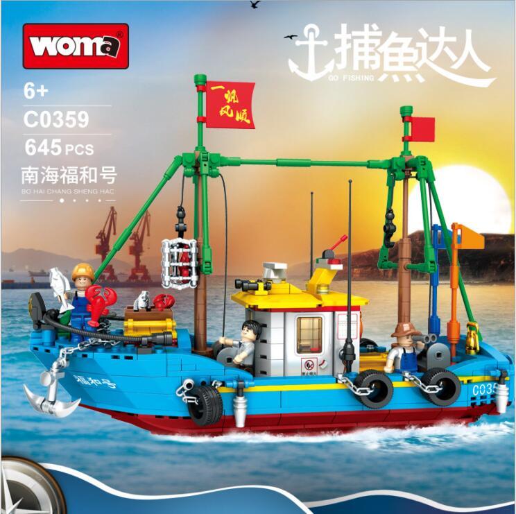 MOMAR C0359 Nanhai Fuhe Fishing Building Blocks Set 645pcs Bricks Toys Gift Ship From China.